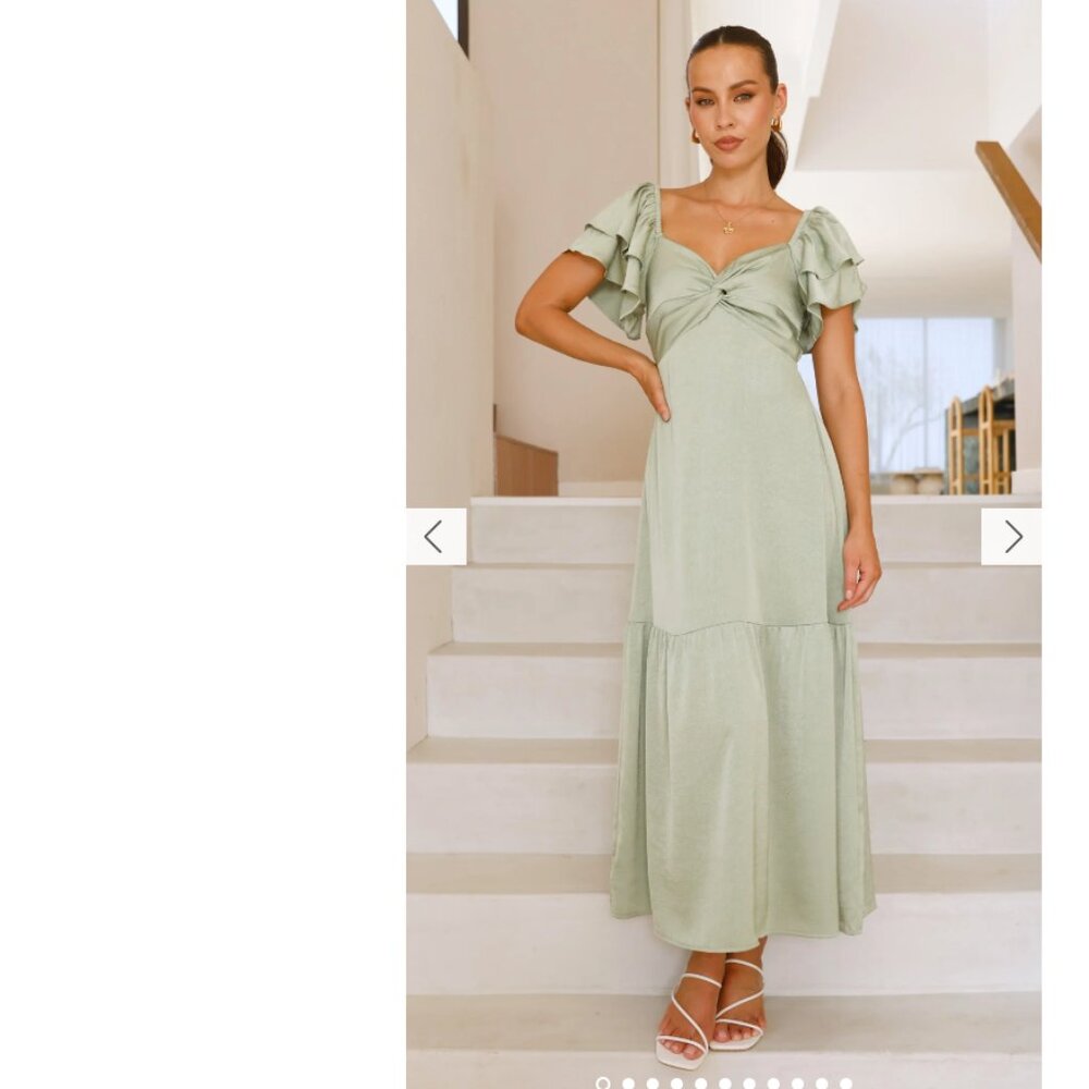 Sage Green Maxi Satin Dress